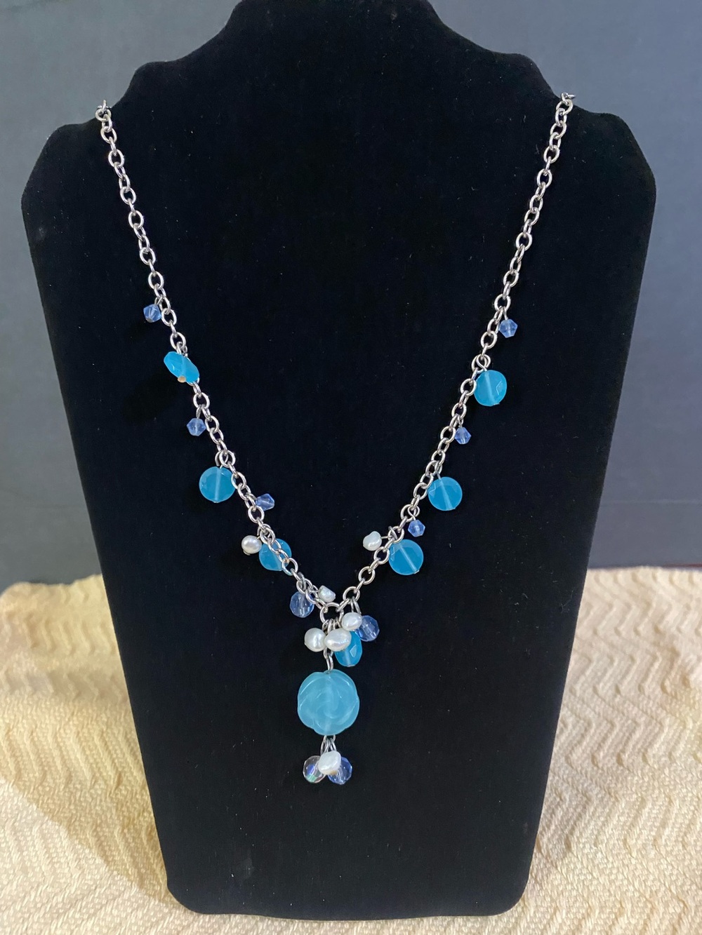 Cookie Lee Blue Beaded Pendant Necklace - Women Jewelry